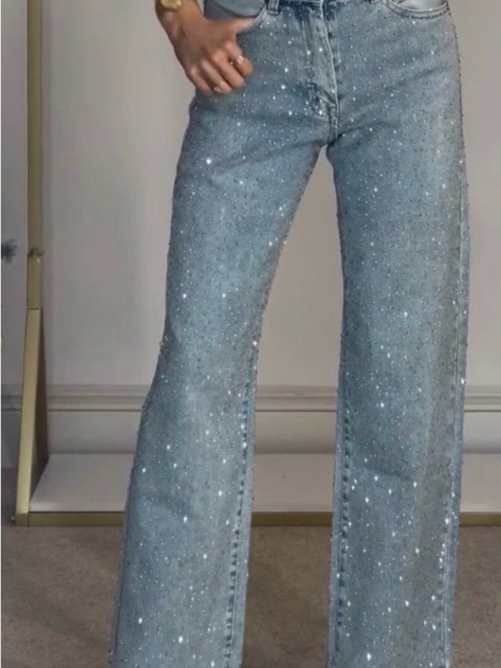 Brand new wide leg sparkle denim